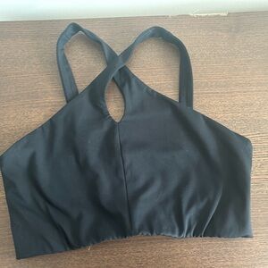 Girlfriend Collective Black Becca X Neck Bra